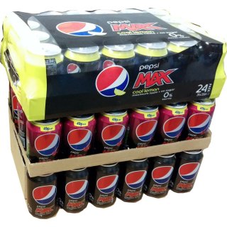Pepsi Max, Pepsi Max Cool Lemon, Pepsi Max Cherry je 24 x 0,33l Dose XXL-Paket (72 Dosen gesamt)