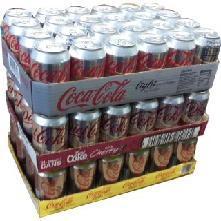 Coca Cola Light, Coca Cola Light Lemon & Coca Cola Light Cherry je 24 x 0,33l Dose XXL-Paket (72 Dosen gesamt)