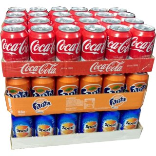 Coca Cola Original, Fanta Orange & Spezi je 24 x 0,33l Dose XXL-Paket (72 Dosen gesamt)