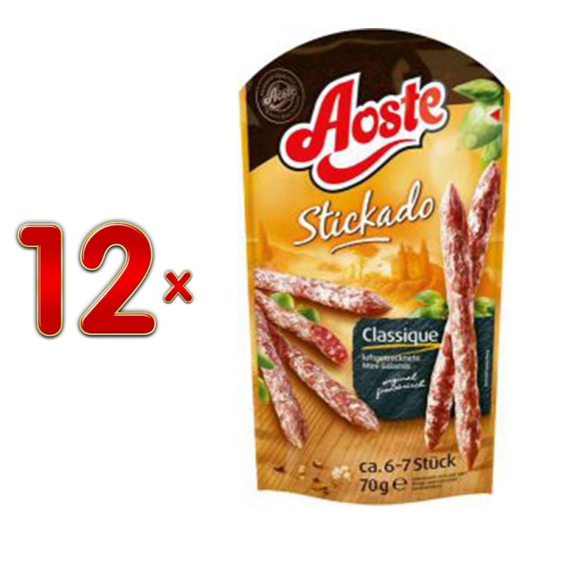 Aoste Stickado Nature Classique 12 x 70g Packung (Salami klassisch)