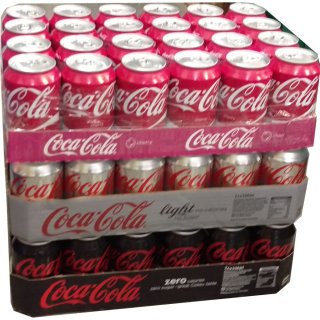 Coca Cola Cherry, Coca Cola Light & Coca Cola Zero je 24 x 0,33l Dose XXL-Paket (72 Dosen gesamt)