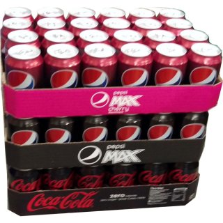 Pepsi Max Cherry, Pepsi Max & Coca Cola Zero je 24 x 0,33l Dose XXL-Paket (72 Dosen gesamt)