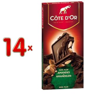 Côte dOr Blok Puur Amandelen, 14 x200g Tafeln (Belgische Schokoladen Tafeln mit Mandeln)
