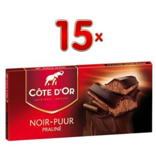 Côte dor Tabletten Praline Puur, 15 x200g Tafeln (Belgische Zartbitterschokolade mit Pralinenfüllung)