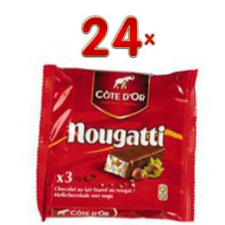 Côte dOr Nougatti 3-Pack, 24 x 3 Miniriegel (Belgische Mini Milchschokoladen Riegel mit Nougatfüllung)