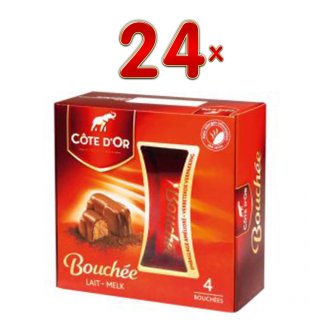 Côte dOr Bouchées Melk, 24 x 100g Packung (Milchschokolade mit einer Praliné-Füllung, 24 x 4 x 25g Pralinen)