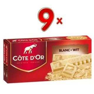 Côte dOr Pakken Wit  Kwaliteit Coc Belgie, 9er Pack (9 x 2x200g Belgische Weiße Schokolade)