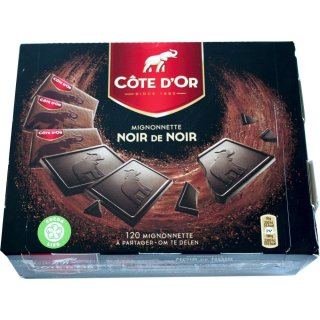 Côte dOr Mignonnettes Zwart van Zwart, 120 Stück (Belgische Zartbitterschokoladen Mini Tafeln)