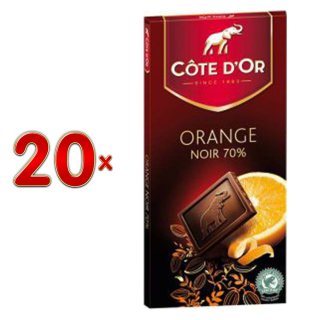 Côte dOr Sensation Orange Noir 70%, 20 x 100g Packung (Belgische Zartbitterschokoladen Mini Tafeln mit Orange und 70% Kakaoanteil)