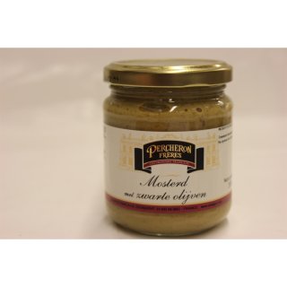 Percheron Frères Mosterd met zwarte Olijven 200g Glas (Senf mit schwarzen Oliven)