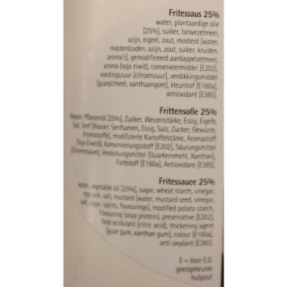 Oliehoorn Frites Saus 25% 450ml Flasche (Frittensauce mit 25% Öl)