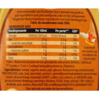 Calvé Hamburger Saus 430ml Tube (Hamburger Sauce)