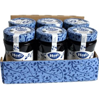 Hero Extra Jam Zwarte Kersen 6 x 340g Glas (Schwarzkirschen Konfitüre extra)
