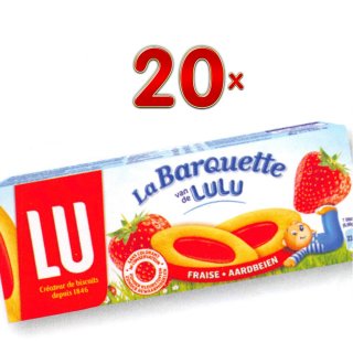 LU La Barquette van de Lulu Fraise 20 x 120g Packung (Keks mit Erdbeerfüllung)