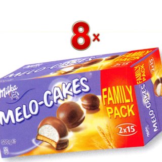 Milka Melo-Cakes Family Pack 8 x 500g Packung mit 30 Packungen/Stück (Schaumzucker auf Keks mit Schokoladenüberzug)