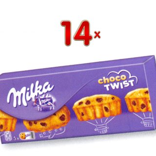Milka Choco Twist 14 x 140g Packung (Kuchen mit Schokostückchen)