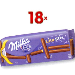 Milka Lila Stix 18 x 144g Packung (Kekssticks mit Schokoladenüberzug)