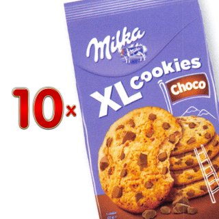 Milka XL Cookies Choco 10 x 184g Packung (Cookies mit Schokostückchen)