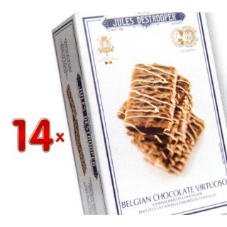 Jules Destrooper Belgian Chocolate Virtuoso 14 x 100g Packung (Zimtblätter umhüllt von Zartbitterschokolade)