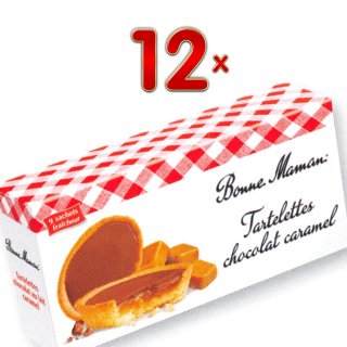 Bonne Maman Tartelettes chocolat caramel 12 x 135g Packung (Mürbeteig mit Schokoladen-Karamell-Creme