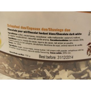 Chocolate Masters Choco Schaafsel Duo Puur / Wit 700g Dose (Kleine Dunkle & Weiße Schokoladen Raspeln)