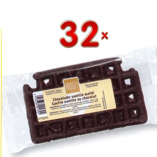 Hugo Gaufre Vanille au Chocolat 32 x 70g Packung (Waffeln überzogen mit Schokolade und Vanillegeschmack)