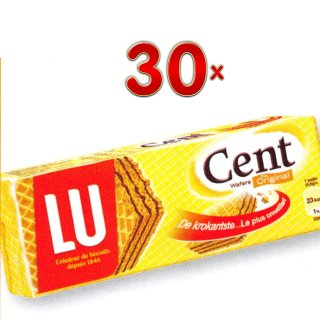 LU Cent Wafers Original de krokantste 30 x 45g Packung (krokante Kekse mit Schokoladencremefüllung)
