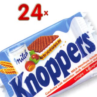 Knoppers Single 24 x 25g Packung (knusprige Milch-Haselnuss-Schnitte)