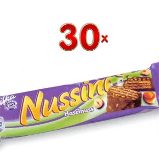 Milka Nussini Haselnuss 30 x 37g Packung (Schokoladenriegel mit Haselnussstückchen)