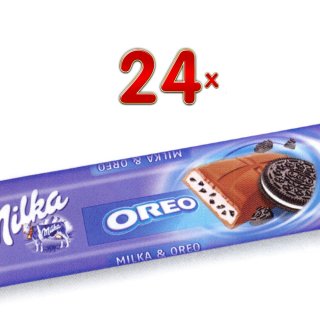 Milka Oreo 24 x 41g Packung (Oreo-Keks-Creme umhüllt von Milka-Schokolade)