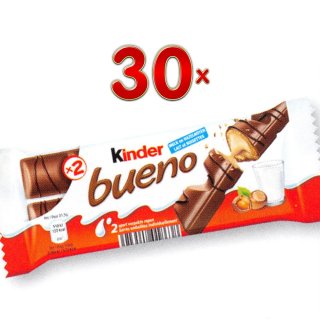 Kinder Bueno lait noisettes 30 x 50g Packung (Kinder Bueno-Riegel mit Milch-Haselnuss-Creme)