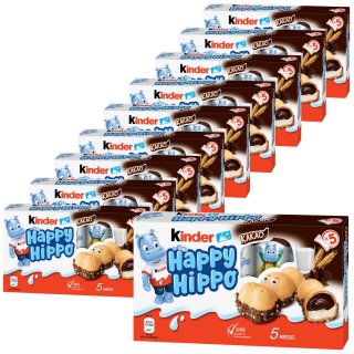 Kinder Happy Hippo Cacao 10 x 136g Packung (Milch- und Kakaocreme in knuspriger, mit Baisersplittern umhüllten Waffel in Tierform)