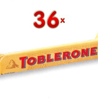 Toblerone Lait 36 x 35g Packung (Dreiecks-Schokoladentafel mit Honig, Mandel und Nougat)