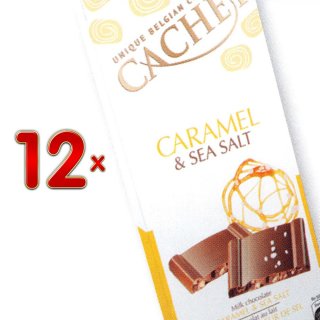 Cachet Lait Caramel et fleur de Sel 12 x 100g Packung (Vollmilchschokolade mit Karamell und Meeressalz)