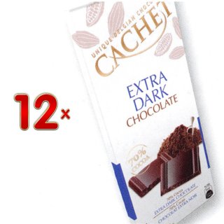 Cachet Extra Noir 70% Cacao 12 x 100g Packung (dunkle Schokolade mit 70% Kakaoanteil)