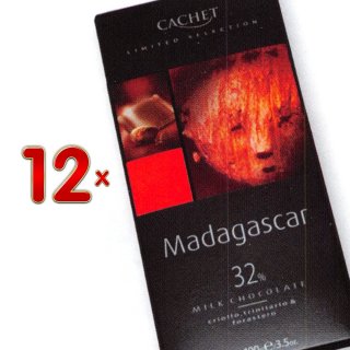 Cachet Chocolat Lait Madagascar 32 % Cacao 12 x 100g Packung (Vollmilchschokolade mit 32% Kakaoanteil)