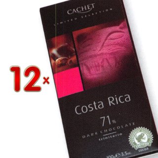 Cachet Chocolat Noir 71% Cacao Costa Rica 12 x 100g Packung (dunkle Schokolade mit 71% Kakaoanteil)