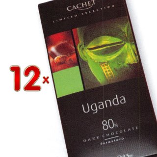 Cachet Chocolat Noir 80% Cacao Uganda 12 x 100g Packung (dunkle Schokolade mit 80% Kakaoanteil)
