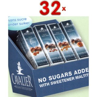 Cavalier Classic Chocolate Assortis sans sucre 32 x 42g Packung (verschiedene Schokoladentafeln ohne Zuckerzusatz)