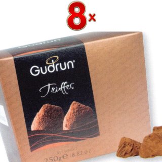 Gudrun Truffes Cacao Ballotin 8 x 250g Packung (Trüffelcreme umhüllt mit Schokolade und mit Kakao bestäubt)