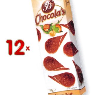 36 Chocolas Crispy Nut 12 x 125g Packung (knusprige Schokoladenchips mit Nuss)