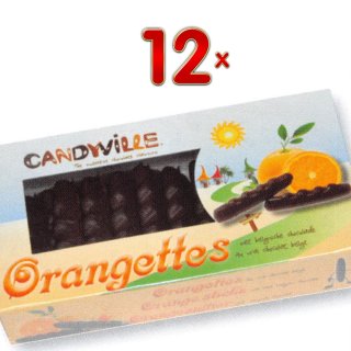 Candyville Barquette Orangettes 12 x 200g Packung (kandierte Orangenschalenstreifen umhüllt von dunkler Schokolade)