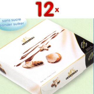 Cavalier Boite Fruits de Mer sans sucre 12 x 130g Packung (Schokolade in Muschelform ohne Zuckerzusatz)