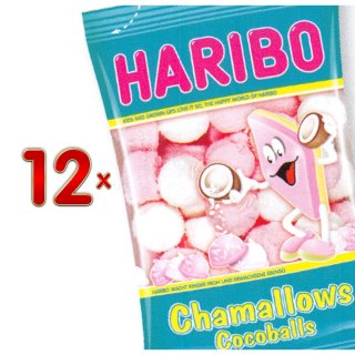 Haribo Chamallows Cocoballs 12 x 175g Packung (Schaumzucker-Marshmallows umhüllt von feinen Kokosraspeln)