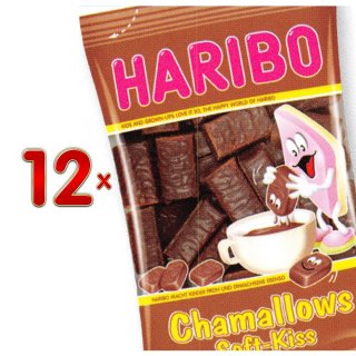 Haribo Chamallow Soft-Kiss 12 x 175g Packung (Schaumzucker-Marshmallow in Schokolade getränkt)