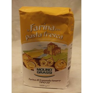 Molino Grassi la Farina per Pasta Fresca Farina di frumento Tenoro Tipo 00 1000g Packung (Weichweizenmehl für Nudeln Typ 00)