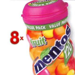 Mentos Chewy Fruit Bottle 8 x 120g Packung (Kaubonbon mit unterschiedlichem Fruchtgeschmack)