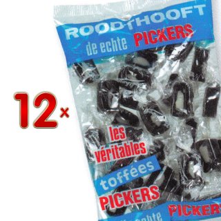 Roodthooft de echte Pickers 12 x 225g Packung (Bonbons mit dem Geschmack von Lakritz und Minze)