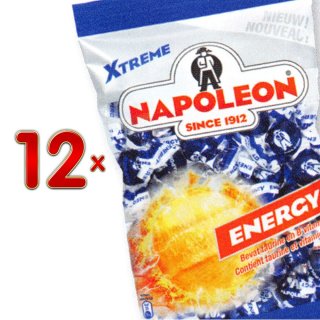 Napoleon Xtreme Energy Sachet 12 x 150g Packung (Energybonbons mit Brausefüllung und mit Taurin und Vitamin B)