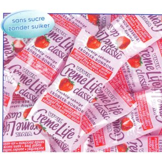 Vivil Creme Life Classic Fraise sans sucre Vrag 1 x 1kg Packung (fruchtig-sahnige Erdbeer-Bonbons)